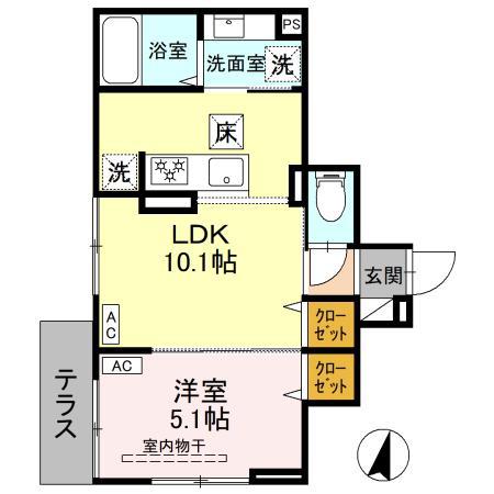 セレスティア上十条(1LDK/1階)の間取り写真