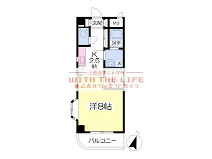 エルクール(1K/4階)の間取り写真