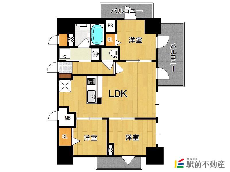 MODERN PALAZZO 天神南II(3LDK/10階)の間取り写真