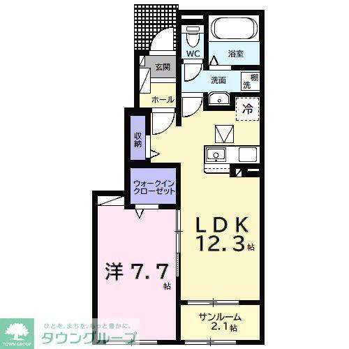 ウルルI(1LDK/1階)の間取り写真
