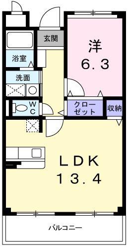 メゾン・ジエルメM(1LDK/1階)の間取り写真