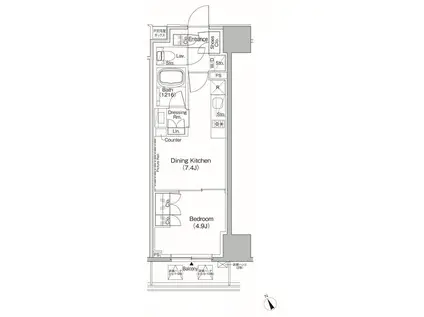 ザ・パークハビオ日本橋茅場町(1DK/10階)の間取り写真