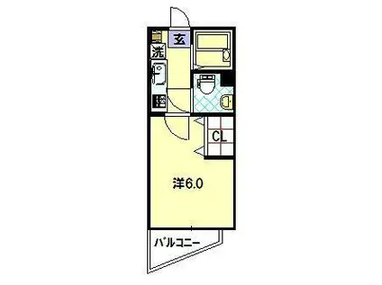 レジデンス六本木(1K/1階)の間取り写真