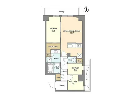 コンフォリア竹ノ塚イースト(3LDK/10階)の間取り写真