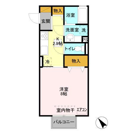 セジュール乙女(1K/1階)の間取り写真