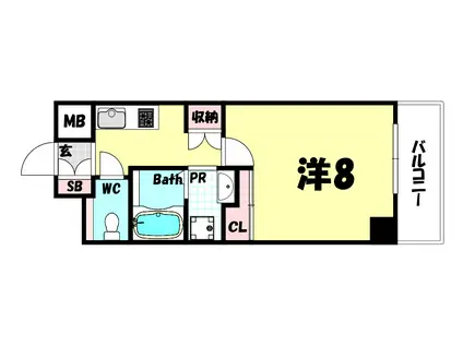 マリンシティ三宮(1K/5階)の間取り写真