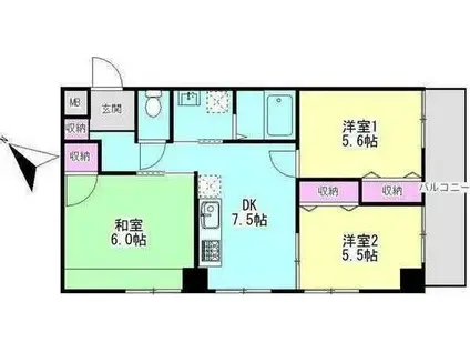 フォレストガーデン(3DK/2階)の間取り写真