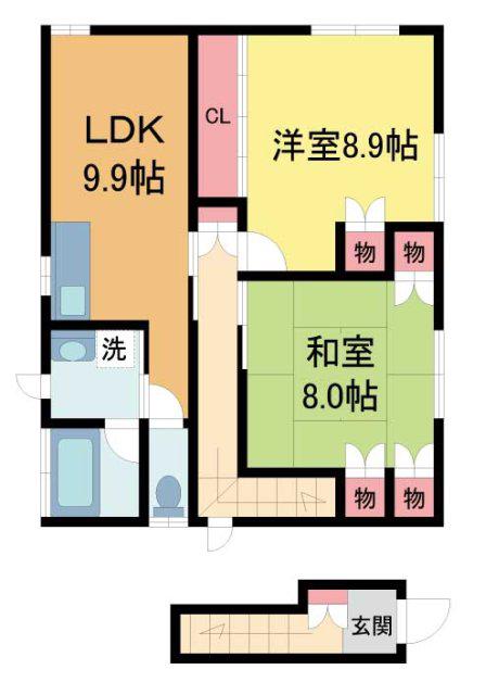 CREW阪神西宮(2LDK/2階)の間取り写真
