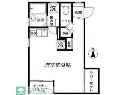 N-フラット(ワンルーム/2階)の間取り写真