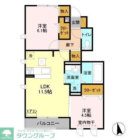 ピア F(2LDK/1階)の間取り写真