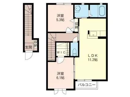 東武伊勢崎線 剛志駅 徒歩54分 2階建 築20年(2LDK/2階)の間取り写真