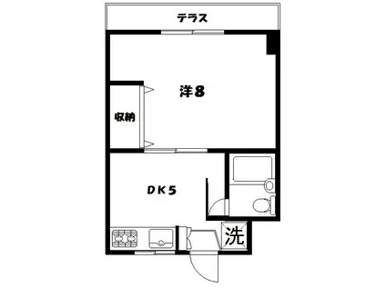 笠原ハイツ(1DK/1階)の間取り写真