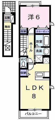 サンクレスト長清水(1LDK/2階)の間取り写真