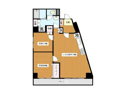 YKレジデンス(2LDK/8階)の間取り写真