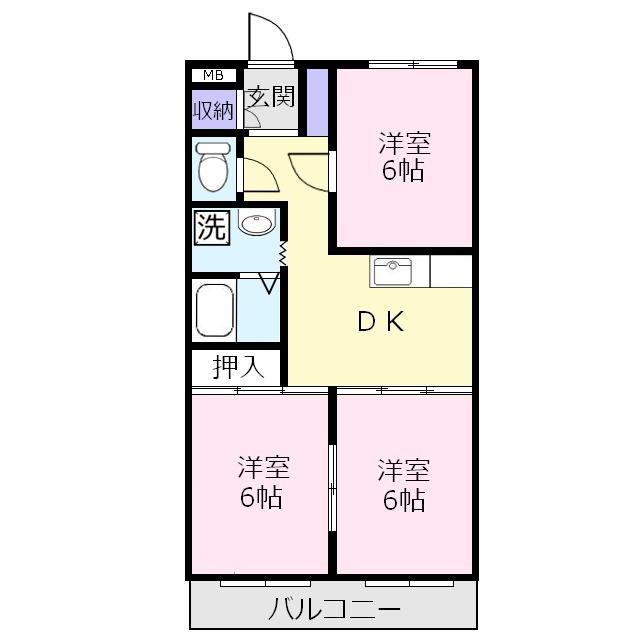 ロイヤル谷津(3DK/1階)の間取り写真