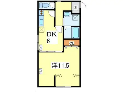 コヒヌール(1DK/2階)の間取り写真