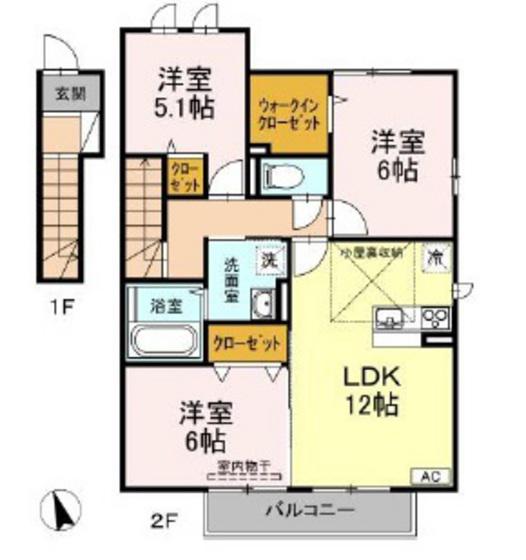 サンシャイン(3LDK/2階)の間取り写真