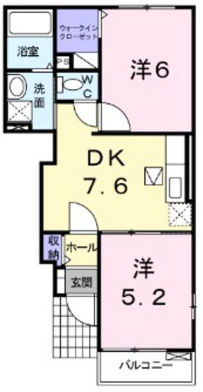 サンリット ヴィラ(2DK/1階)の間取り写真