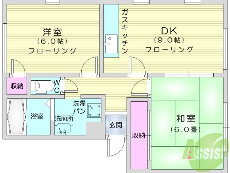 サンフォレスト上杉A(2DK/1階)の間取り写真