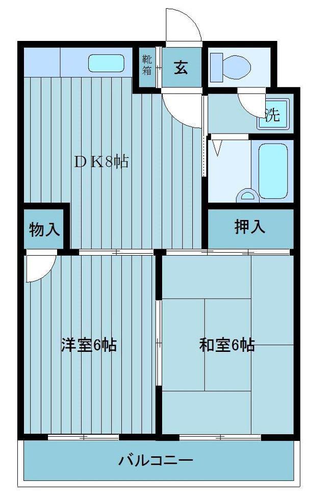 サンウッド(2DK/3階)の間取り写真