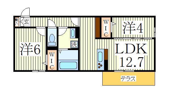 ピースウッド II(2LDK/3階)の間取り写真