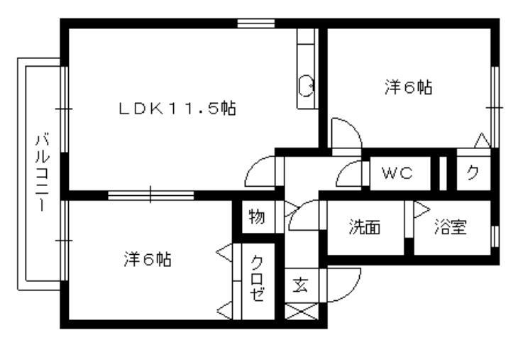 スリーズサン(2LDK/2階)の間取り写真