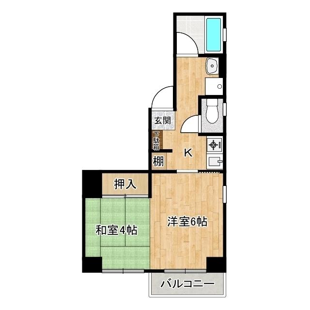 オラシオン稲川1丁目(2K/2階)の間取り写真