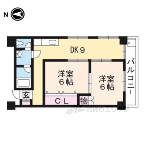 コーポ円座(2LDK/8階)の間取り写真