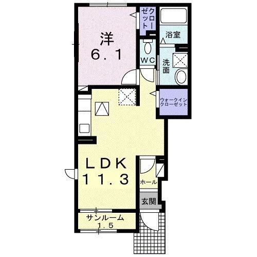 @HOME 吉祥寺通(1LDK/1階)の間取り写真