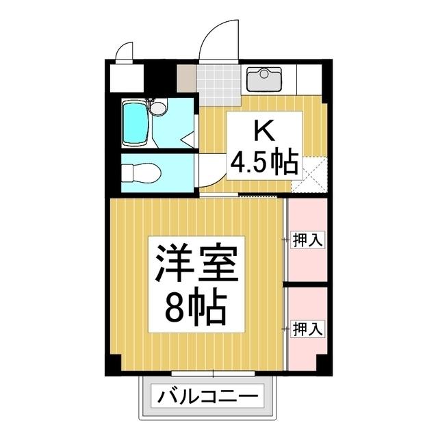 ハピネスS・O A棟(1K/1階)の間取り写真