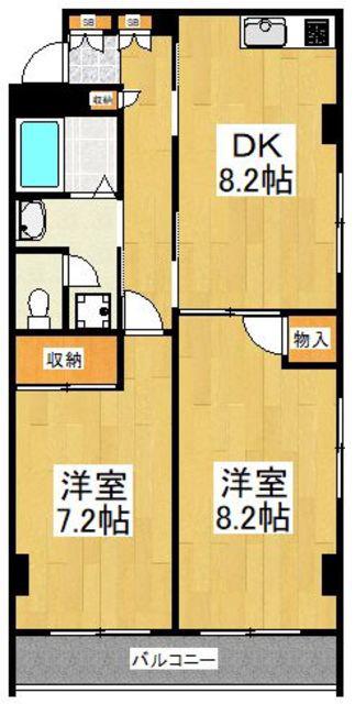 ボヌール百合丘(2DK/3階)の間取り写真