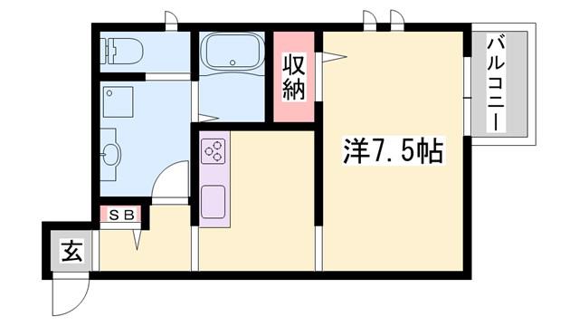 西新町PJ(1K/2階)の間取り写真