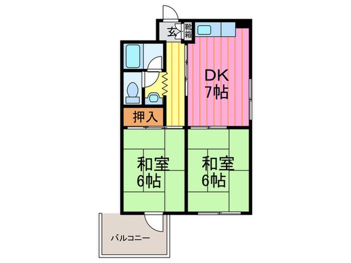 ハウス2001(2DK/1階)の間取り写真