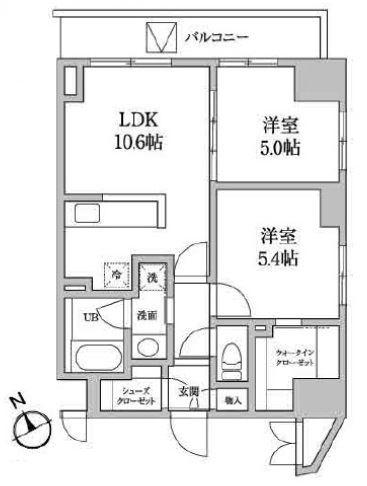 レジディア日本橋馬喰町II(2LDK/9階)の間取り写真