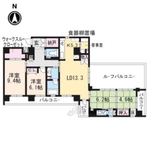 LUXENA KIYOMIZU-GOJO(4LDK/5階)の間取り写真