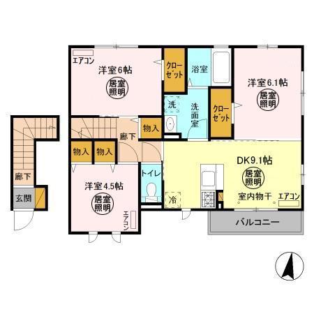 大黒屋 十四番館(3DK/2階)の間取り写真
