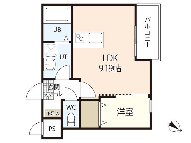 セブンプロート江波西(1LDK/3階)の間取り写真