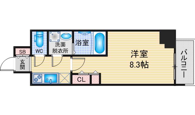 S-RESIDENCE高岳BRESA(1K/7階)の間取り写真