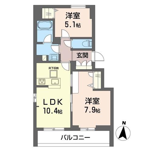 コンフォーザ(2LDK/1階)の間取り写真