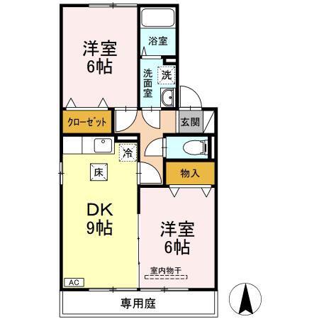 ルミエール今在家(2DK/1階)の間取り写真