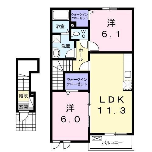 ソーレ2号館(2LDK/2階)の間取り写真