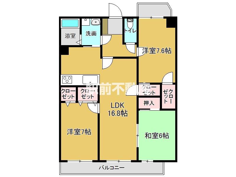 THE RESIDENCE PARK佐賀(3LDK/11階)の間取り写真