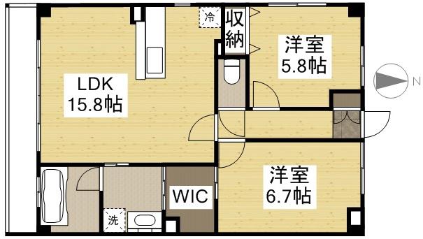 エムズサンシャイン(2LDK/6階)の間取り写真