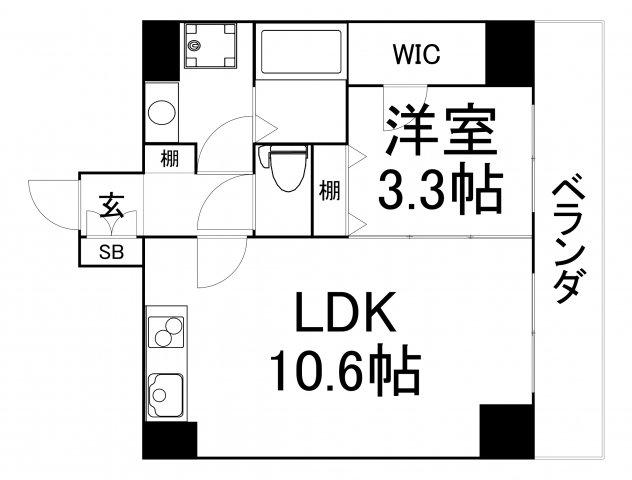 ODESSA西天満(1LDK/6階)の間取り写真