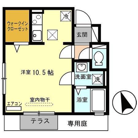 エストドミール(ワンルーム/1階)の間取り写真