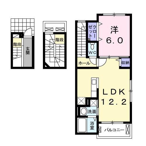 イーストコートII(1LDK/3階)の間取り写真
