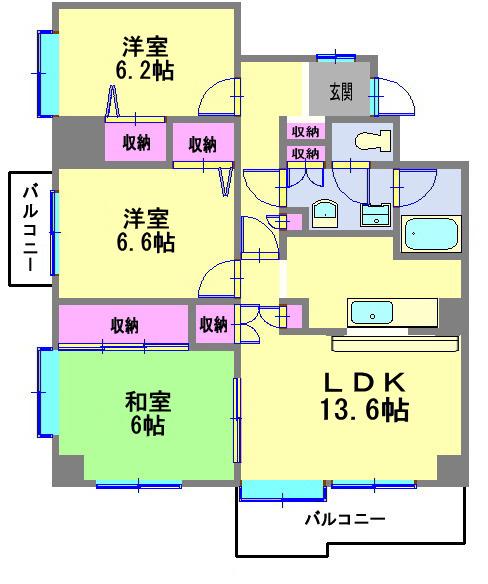K.S.T.BLD(3LDK/4階)の間取り写真