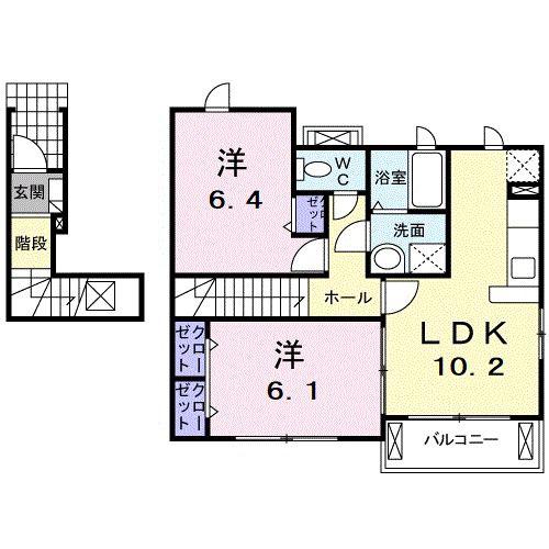 ベルナティオII(2LDK/2階)の間取り写真