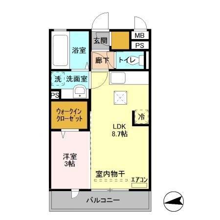 GT ASAKO(1LDK/1階)の間取り写真