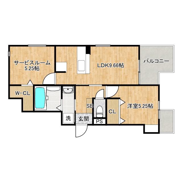 IL MIO CORTE高殿(1SLDK/1階)の間取り写真